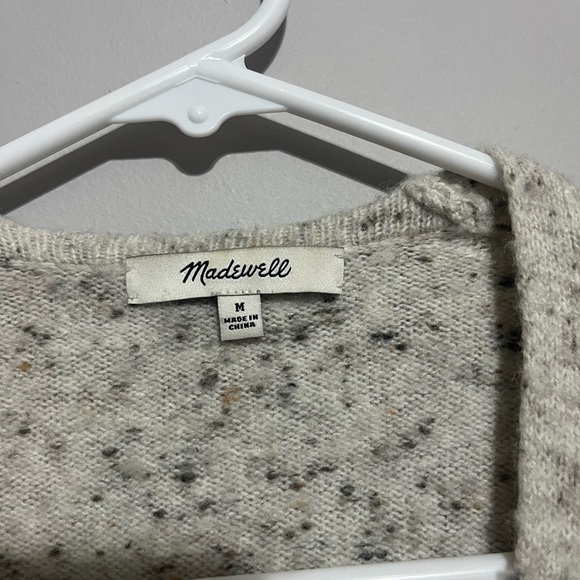 Madewell Donegal Kent Cardigan Sweater Medium Wool Blend Long Coziest Yarn Cream - Picture 3 of 7